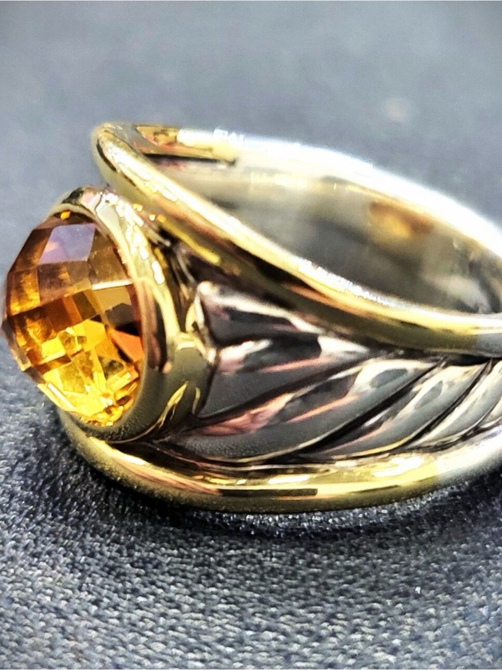 David Yurman gold citrine 750 925 ring